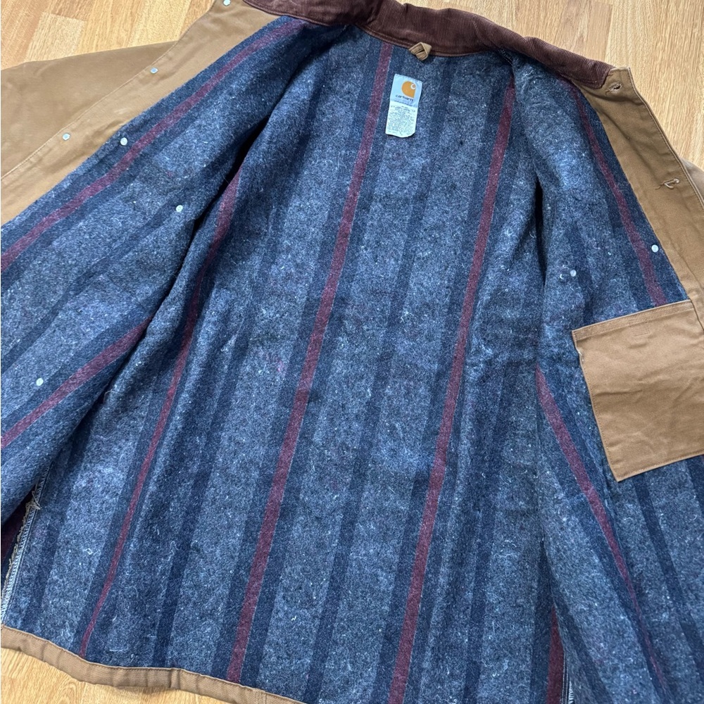 Vintage Carhartt Jacket Duck Canvas Quilt Lined Barn Chore Coat Size 54 Regular - Picture 12 of 15